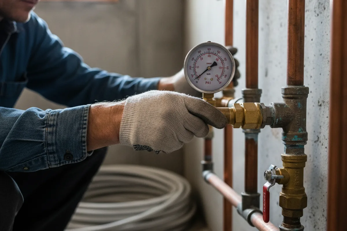 Pressure testing a repaired line during Water Line Repair in Steamboat Rock